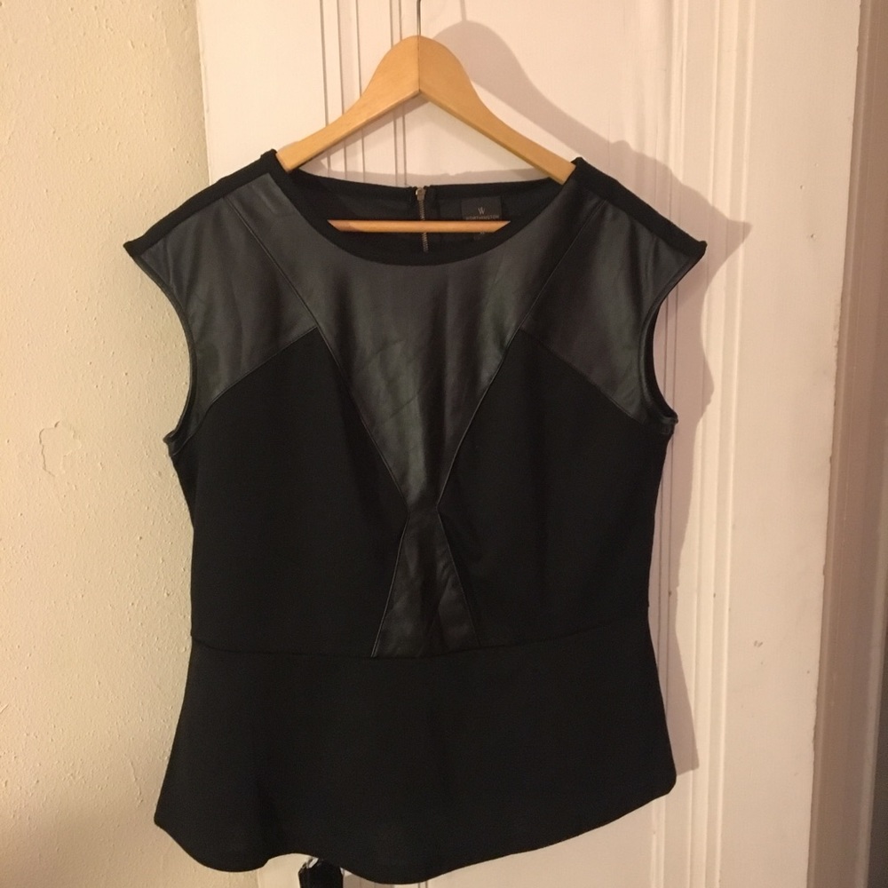 Faux Leather Peplum Top